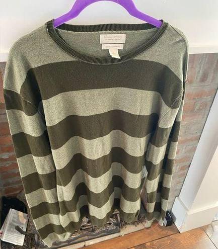 Banana Republic  Cotton Cashmere Blend Sweater size XL With Elbow Patches Striped