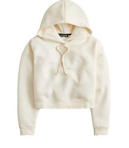 J.Crew  Heritage fleece cropped hoodie in Ivory BW072 size M NWT