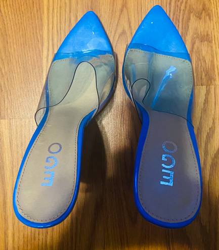 EGO New  open toe faux fur plain pin heels blue size 5