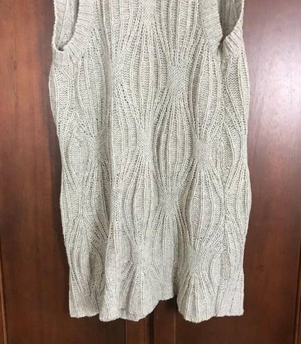 CAbi  Tan Cotton Wool Blend Open Front Knitted Long Cardigan Vest