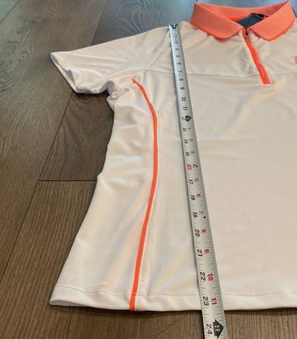 Polo Prince half zip tennis  white and orange short sleeve collared shirt M/L