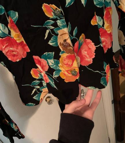 Carole Little  Petites Black Jacket with Floral Print