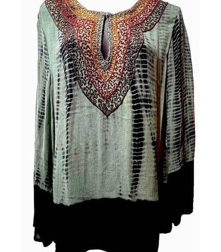 The Moon lndigo women green multi color top blouse size xs