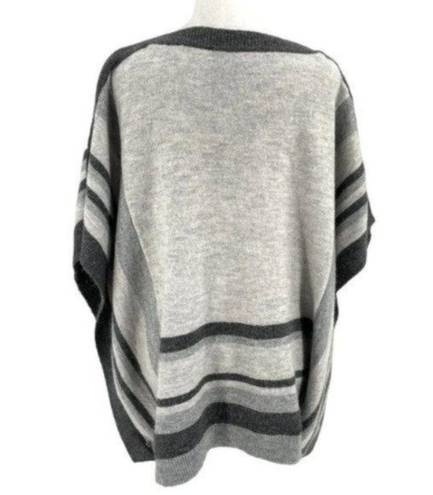 Chico's  Zenergy Stripe Poncho Sweater Cozy Grey Heather size Small/Medium