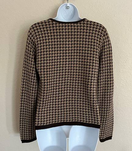 Herman Geist  Houndstooth Button Front Cardigan Sweater Long Sleeve Women’s Small