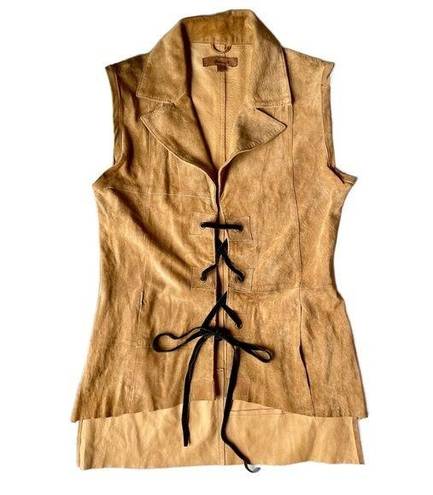 Arden B Vintage Y2K  Western Country Cowgirl Suede Leather Lace Up Vest Small