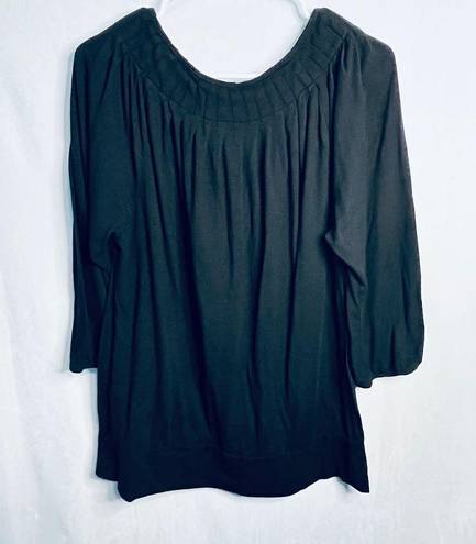 Fashion Bug  Black 3/4 Sleeve Pleated Blouse XL