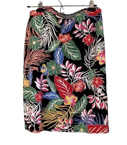 Cynthia Rowley  Tropical Floral‎ Faux Wrap Skirt Jersey Knit Size Large