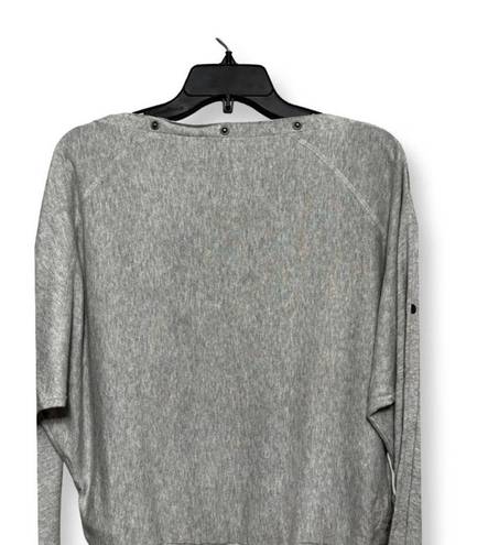 ALLSAINTS Womens Pullover Sweater Gray Heathered Studded Boat Neck Cotton S New