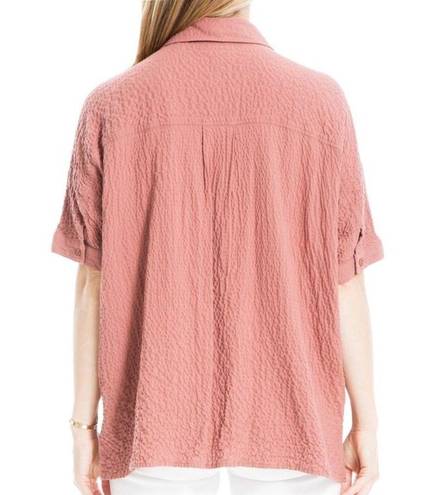 Max Studio  Top Collared Button Down Rose Solid Shirt Size XS NWT $78.00