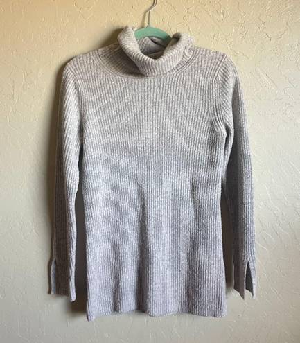 Banana Republic Grey Merino Wool Long Mock Neck Sweater