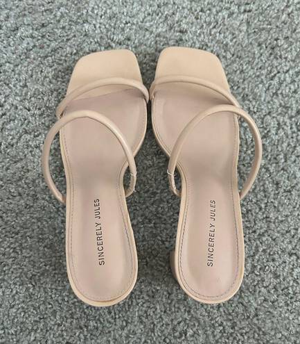 Nude strappy block heel Size 10