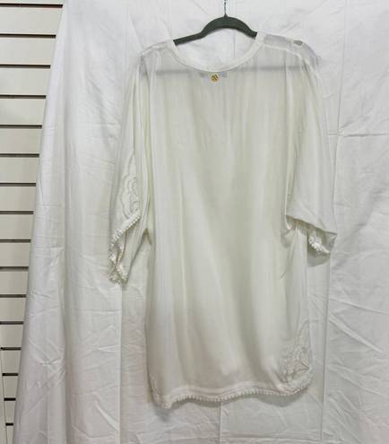 Vix Paula Hermanny  Lace V-Neck Kaftan Coverup Tunic Dress White Women's Size M