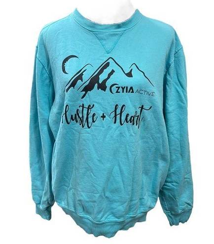 Zyia  Active Hustle & Heart Logo Sweatshirt Port & Co Size Medium Blue RARE