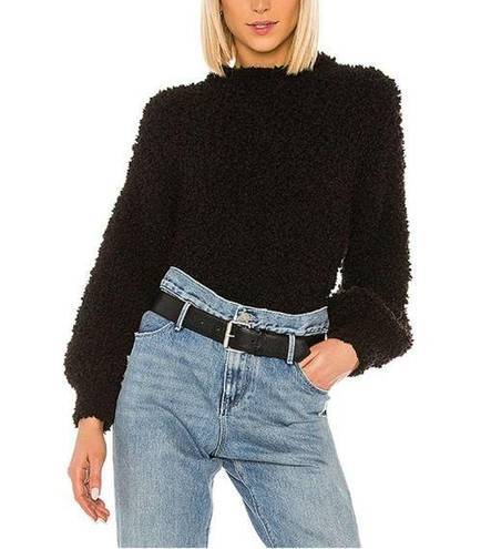 1. State Black Oversized Poodle Knit Sweater XS Mockneck Puff Sleeve Cotton  NEW