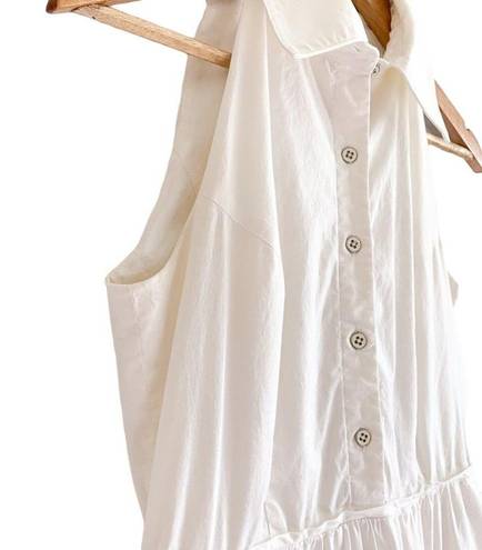 Shoshanna  Collared Tiered Sleeveless Button Shirt Dress Fit and Flare White 4