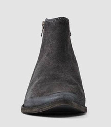 ALLSAINTS  Yuree Mid Double Zip Distressed Suede Boot Bootie in Dark Gray sz:38/8