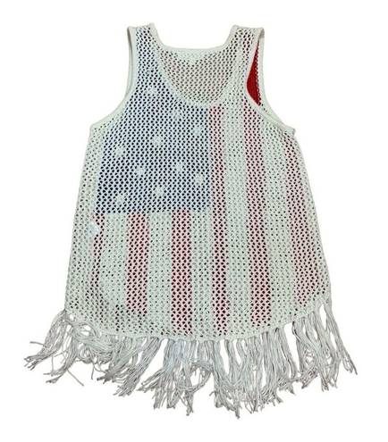 Cloud Chaser  juniors XL American flag crochet swim cover tank top beach July boa