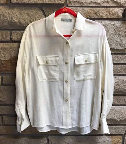 Vince  Utility Shirt Pockets Button Up Cream White NWT $285 XS