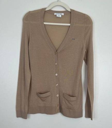 Lacoste  Extra Fine Merino Wool Button Front Cardigan NWOT Academia Sweater