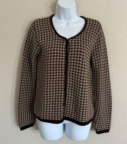 Herman Geist  Houndstooth Button Front Cardigan Sweater Long Sleeve Women’s Small