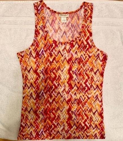 belle du jour  Citrus Orange White Chevron Tank Size Medium