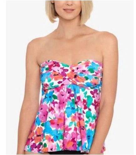 Twisted NWT Swim Solutions  Bandeau Tankini‎ Top in Primavera Floral Pink