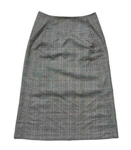 Oak + Fort  Gray Plaid Dark Academia Midi Pencil Skirt Women's Size Small