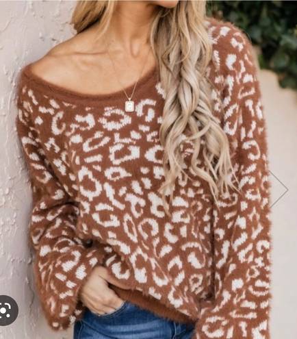 Pink Lily Cheetah Print Sweater