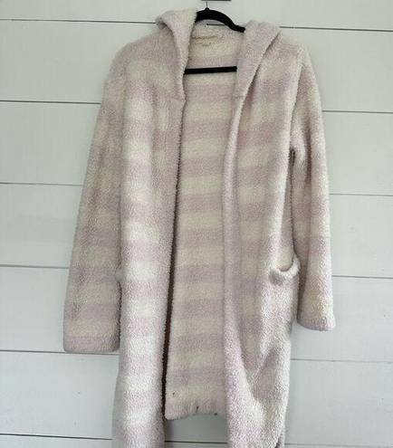 Barefoot Dreams  Women’s Size 1 Pink White Striped Robe with Belt