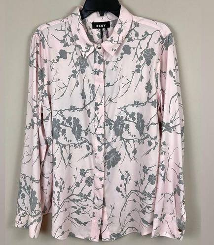 DKNY  Pink Long Sleeve Blouse Office Career Shirt Top Sz XL NWT