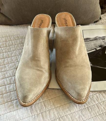 Anthropologie Jeffrey Campbell Favela-2 leather suede stacked heel pointed toe mules 9.5