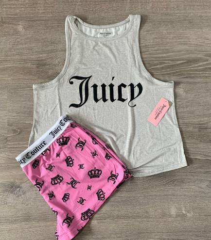 Juicy Couture NWT  Logo Crown Pajama Shorts and Tanktop Sleepwear Set