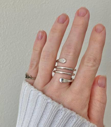 Vintage “Tirzah” Silver Swirl Wrap Ring Statement Classic Eclectic Chunky Western White