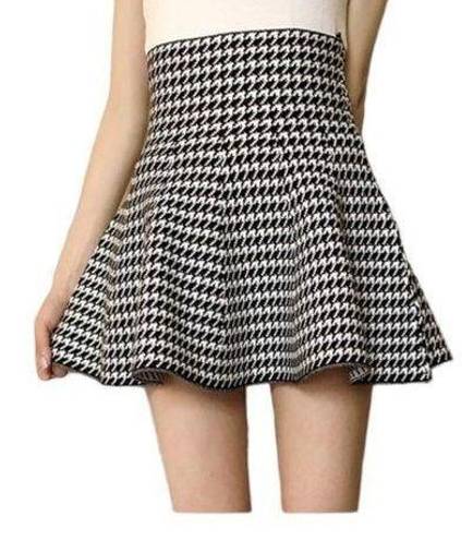 Max Studio Houndstooth High Waisted Flared Mini Skirt ,Size M