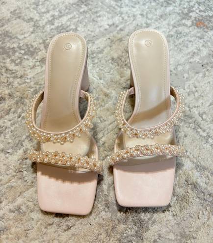 Brand New Pink Pearl Beaded Heels Size 7.5