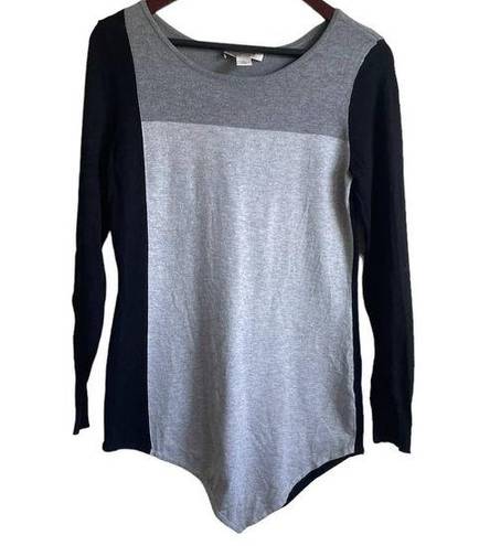 White House | Black Market  Women Top Knit Side Slit Stretch Black Gray Lagenlook