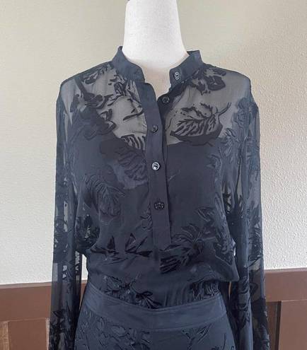 Rag and Bone  Tallulah Black Floral Print Silk Blend Shirt Dress Size 8 NWOT