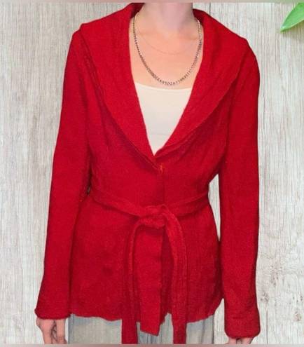 CAbi  100% Merino Wool Belted Sweater Jacket - size small