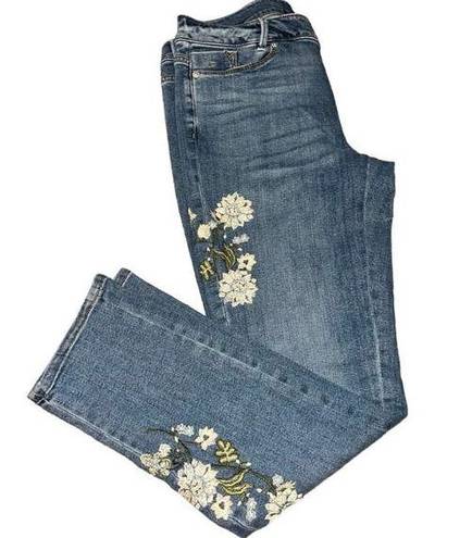 J.Jill  The Weekender Straight Leg Floral Boho Embroidered Denim Jeans 6P Petite