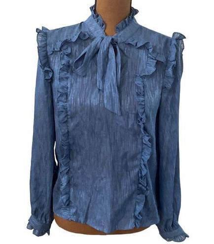 Lost + Wander  textured ruffled front tie Victorian style blouse size S