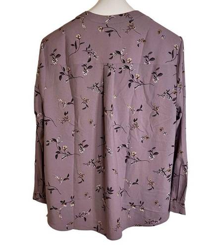 Hilary Radley NWT  Dusty Pink Floral Vneck Blouse Office Career Size XXL