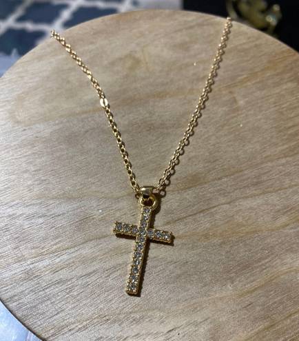 Boutique Cross Pendant Necklace Shining Rhinestone Detail Golden Color Gold