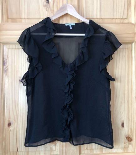 Metro  7 Cap Sleeve Sheer Ruffled Top size XL