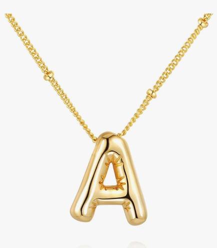 Bubble Letter A Necklace Gold