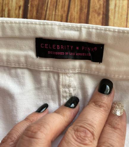 Celebrity Pink Women White A-Line Denim Skirt Buttons Front Size 1