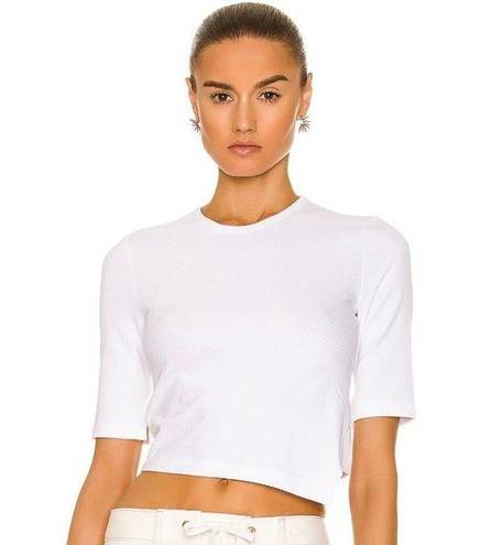 Helmut Lang NWT  White Asymmetric Rib-Knit Crop Top