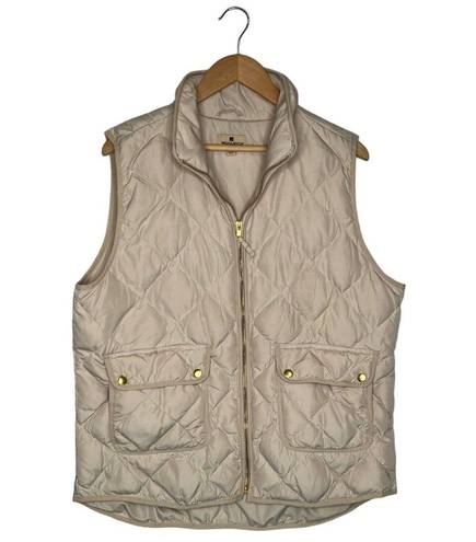 Woolrich  Puffer Vest Womens XL Duck Down Feathers Quilted Pockets Full Zip Tan