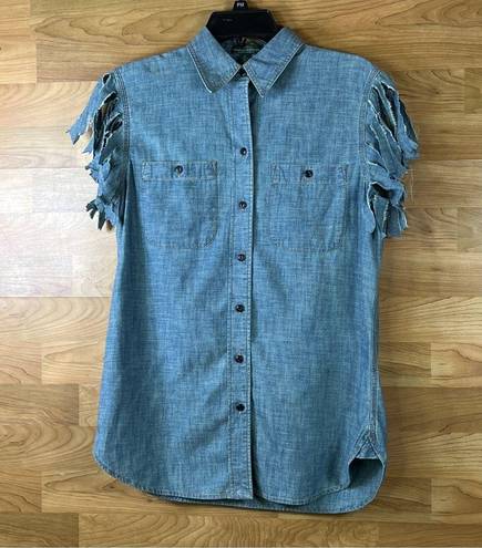 Krass&co Lauren Jeans  Ralph Lauren Shredded Sleeves Denim Lightweight Shirt