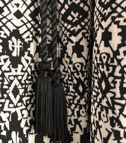 Bebop New  Tassel Tie Waist Keyhole Mini Dress Black White Geometric Print